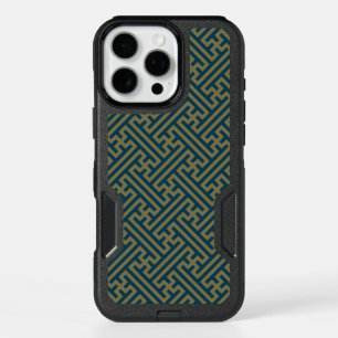 Sayagata pattern, Japanese, Gold and Navy Blue iPhone 16 Pro Max Case