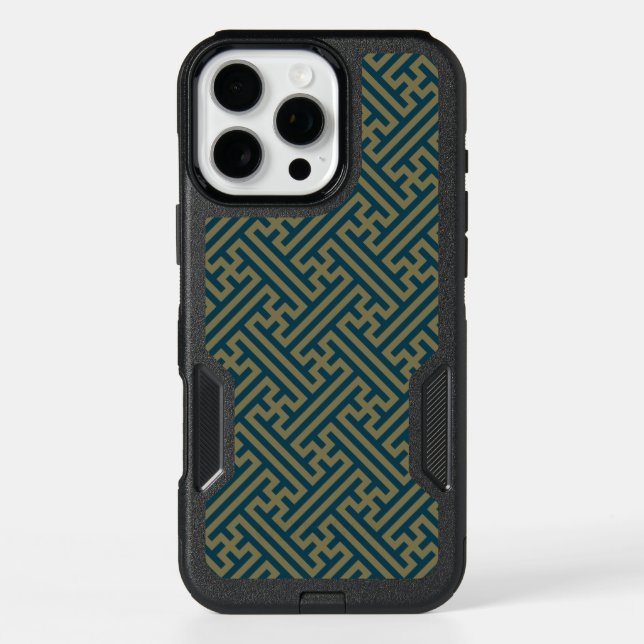 Sayagata pattern, Japanese, Gold and Navy Blue Otterbox iPhone Case (Back)
