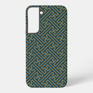 Sayagata pattern, Japanese, Gold and Navy Blue Samsung Galaxy S22+ Case