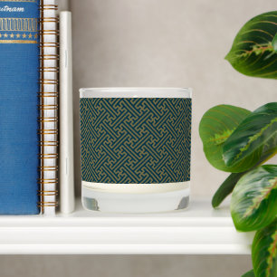 Sayagata pattern, Japanese, Gold and Navy Blue Scented Candle