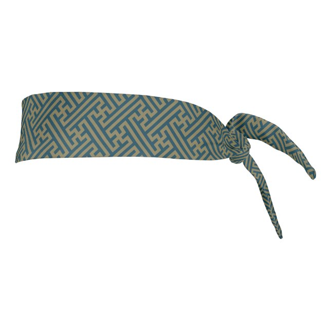 Sayagata pattern, Japanese, Gold and Navy Blue Tie Headband (Rotate 90)