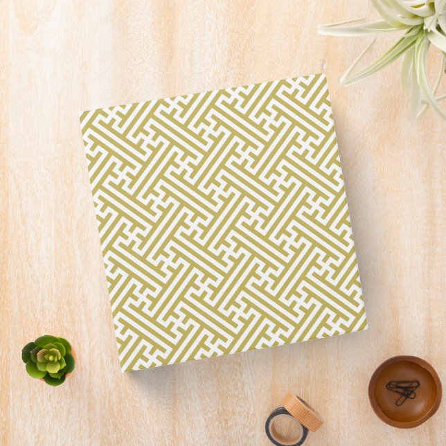 Sayagata pattern, Japanese, Gold and White 3 Ring Binder (In Situ)
