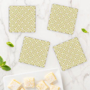 Sayagata pattern, Japanese, Gold and White Coaster Set