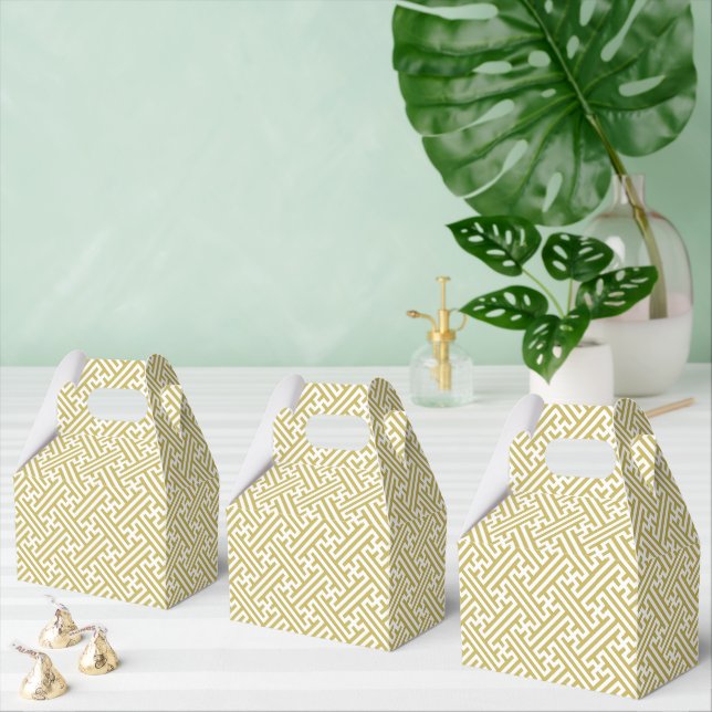 Sayagata pattern, Japanese, Gold and White Favor Boxes (Multiple)