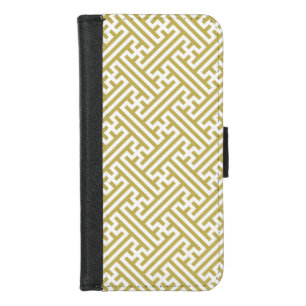 Sayagata pattern, Japanese, Gold and White iPhone 8/7 Wallet Case