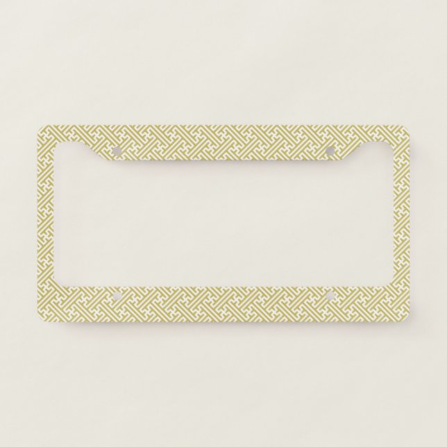 Sayagata pattern, Japanese, Gold and White License Plate Frame (Front)
