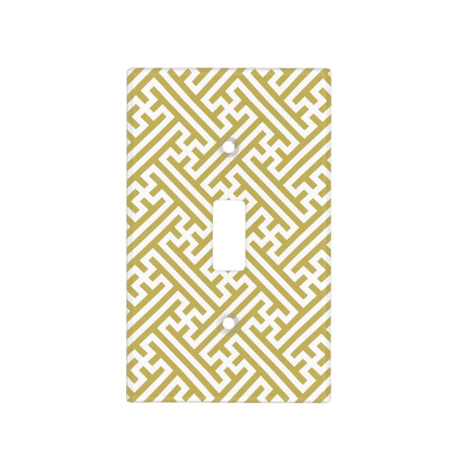 Sayagata pattern, Japanese, Gold and White Light Switch Cover (Front)