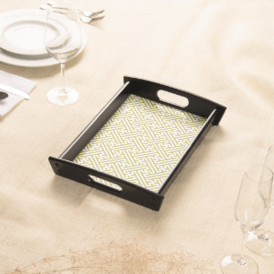 Sayagata pattern, Japanese, Gold and White Serving Tray