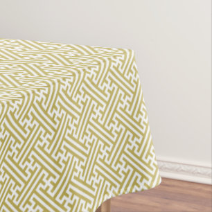 Sayagata pattern, Japanese, Gold and White Tablecloth