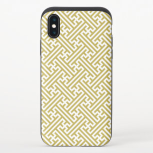 Sayagata pattern, Japanese, Gold and White iPhone XS Slider Case