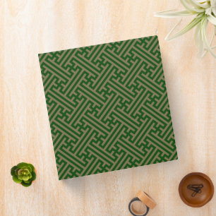 Sayagata pattern, Japanese, Green and Gold 3 Ring Binder