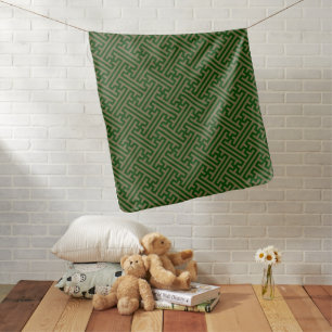 Sayagata pattern, Japanese, Green and Gold Baby Blanket