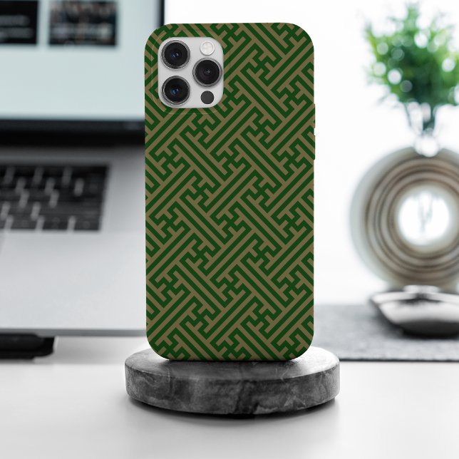 Sayagata pattern, Japanese, Green and Gold Case-Mate iPhone Case (Creator Uploaded)