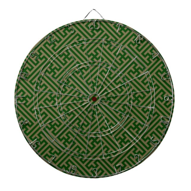 Sayagata pattern, Japanese, Green and Gold Dart Board (Front)