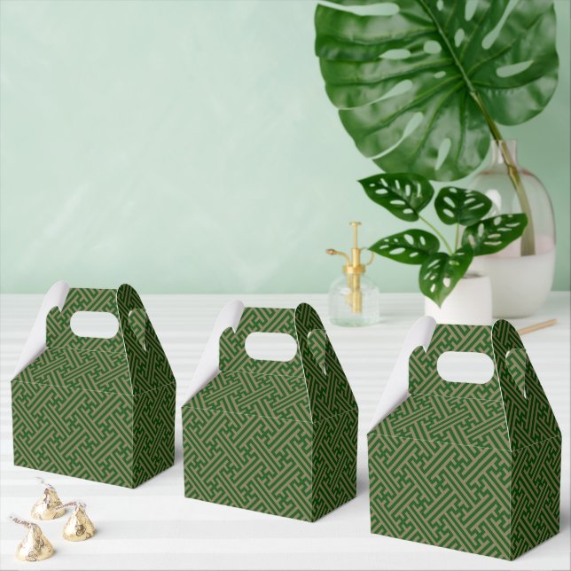 Sayagata pattern, Japanese, Green and Gold Favor Boxes (Multiple)