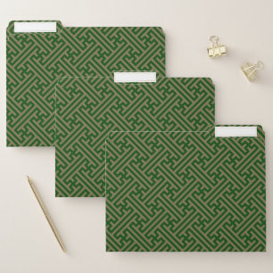 Sayagata pattern, Japanese, Green and Gold File Folder