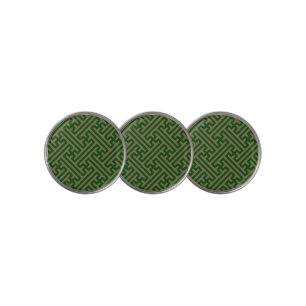 Sayagata pattern, Japanese, Green and Gold Golf Ball Marker