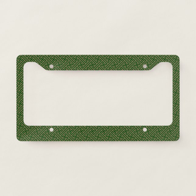 Sayagata pattern, Japanese, Green and Gold License Plate Frame (Front)