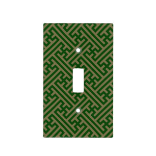 Sayagata pattern, Japanese, Green and Gold Light Switch Cover
