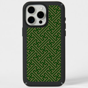 Sayagata pattern, Japanese, Green and Gold iPhone 15 Pro Max Case
