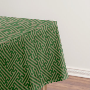 Sayagata pattern, Japanese, Green and Gold Tablecloth