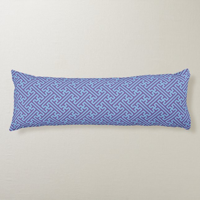 Sayagata pattern, Japanese, Purple and Blue Body Pillow (Front)