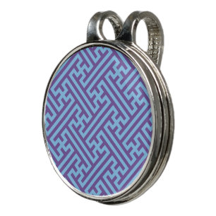Sayagata pattern, Japanese, Purple and Blue Golf Hat Clip