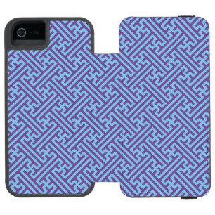 Sayagata pattern, Japanese, Purple and Blue iPhone SE/5/5s Wallet Case