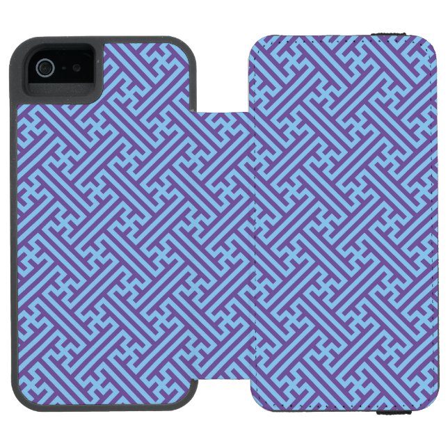 Sayagata pattern, Japanese, Purple and Blue Incipio iPhone Wallet Case (Folio Open)