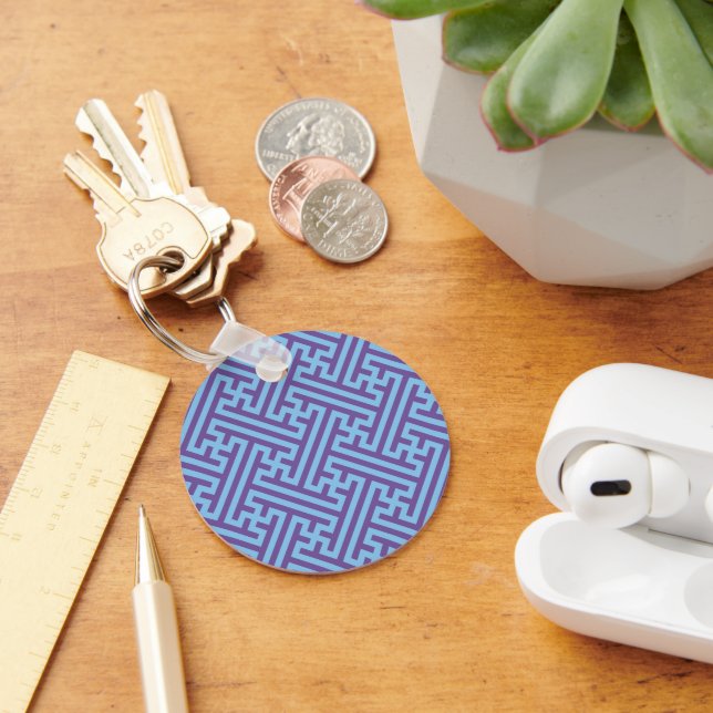 Sayagata pattern, Japanese, Purple and Blue Keychain (Desk)