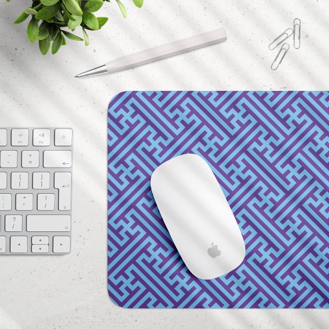 Sayagata pattern, Japanese, Purple and Blue Mouse Pad (Creator Uploaded)
