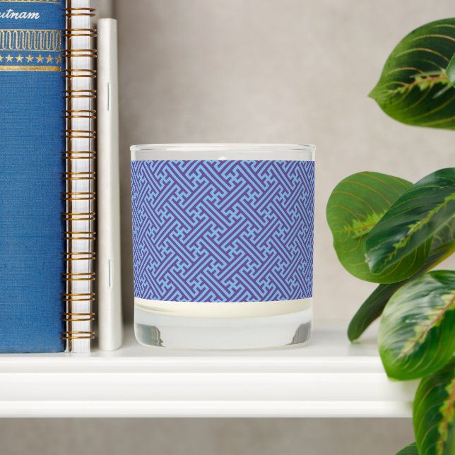 Sayagata pattern, Japanese, Purple and Blue Scented Candle (Shelf)