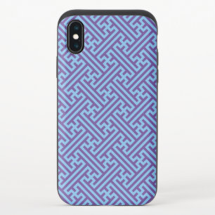 Sayagata pattern, Japanese, Purple and Blue iPhone XS Slider Case