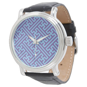 Sayagata pattern, Japanese, Purple and Blue Watch