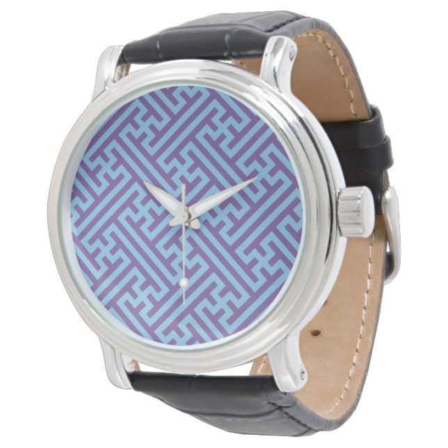 Sayagata pattern, Japanese, Purple and Blue Watch (Angled)