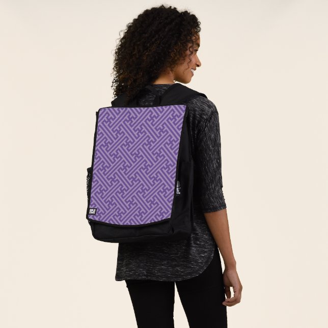 Sayagata pattern, Japanese, Purple and Pink Backpack (Worn)