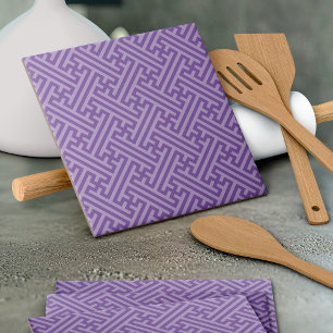Sayagata pattern, Japanese, Purple and Pink Ceramic Tile