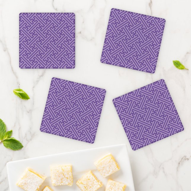 Sayagata pattern, Japanese, Purple and Pink Coaster Set (In Situ)