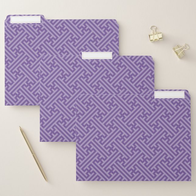 Sayagata pattern, Japanese, Purple and Pink File Folder (Set)