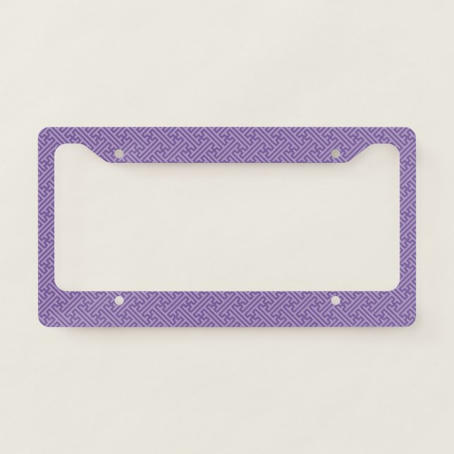 Sayagata pattern, Japanese, Purple and Pink License Plate Frame (Front)
