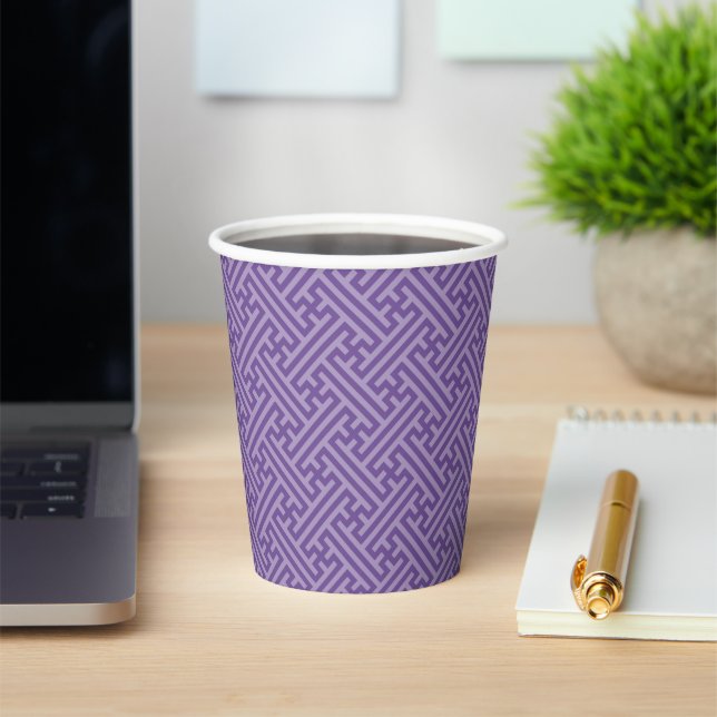Sayagata pattern, Japanese, Purple and Pink Paper Cups (Insitu)