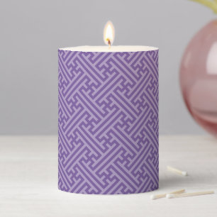 Sayagata pattern, Japanese, Purple and Pink Pillar Candle