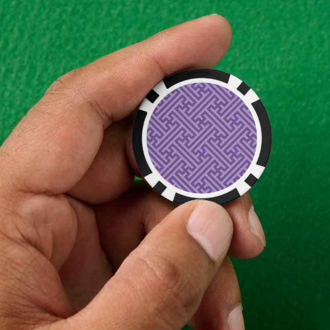 Sayagata pattern, Japanese, Purple and Pink Poker Chips (Hand)