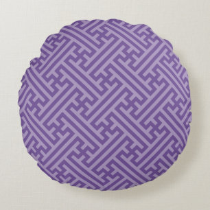 Sayagata pattern, Japanese, Purple and Pink Round Pillow