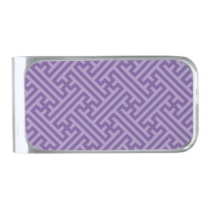Sayagata pattern, Japanese, Purple and Pink Silver Finish Money Clip