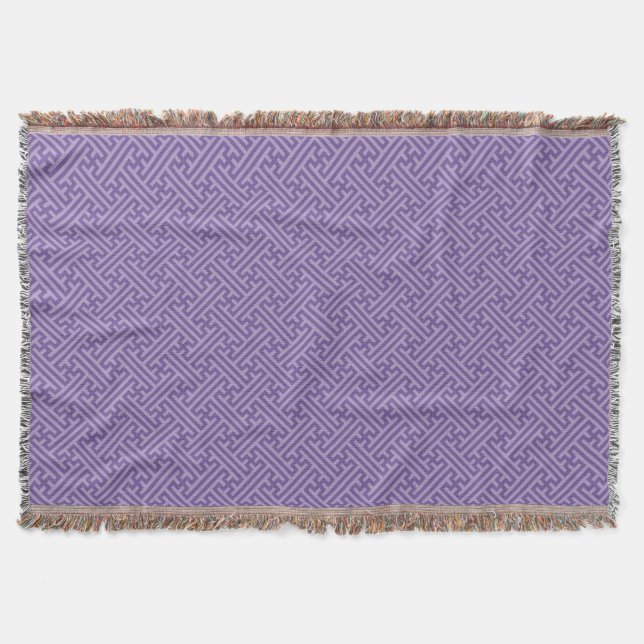 Sayagata pattern, Japanese, Purple and Pink Throw Blanket (Front)
