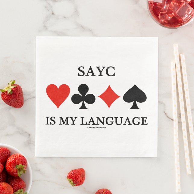 SAYC Is My Language Four Card Suits Paper Dinner Napkins (Insitu)