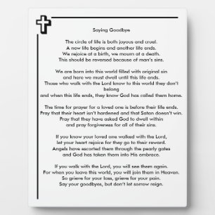 Saying Goodbye 8x10 Tabletop Photo Plaque