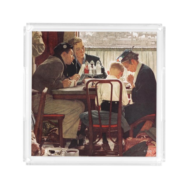 Saying Grace by Norman Rockwell Acrylic Tray (Front)