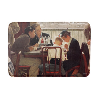 Saying Grace by Norman Rockwell Bathroom Mat